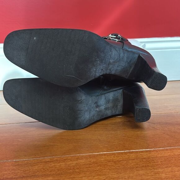 Harley Davidson Women Harness Ring Biker Heel Bootie 84333 Black Leather Sz 7.5 - Picture 4 of 11
